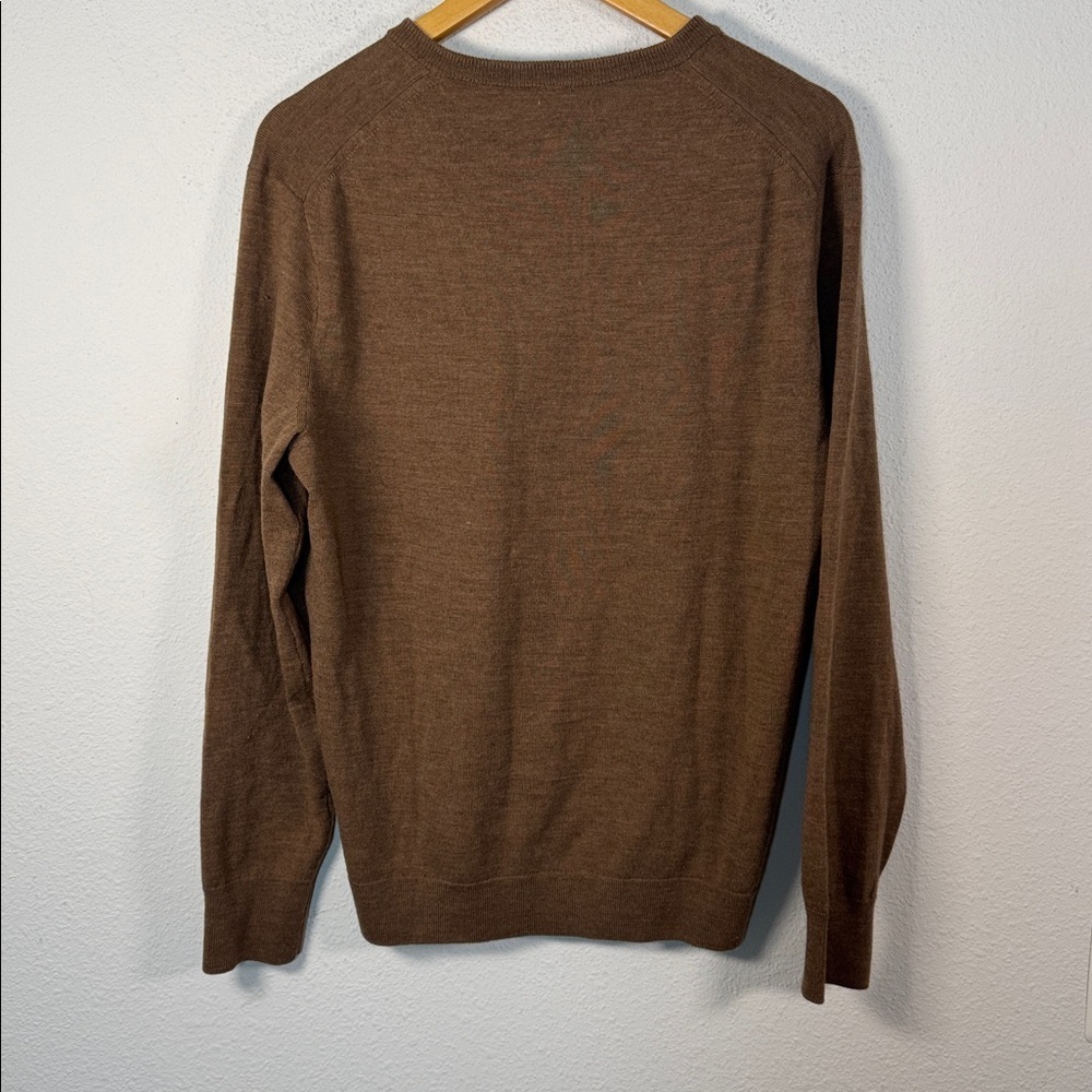 J. Crew Men's brown V-Neck Merino Wool Sweater size Large - Picture 3 of 6